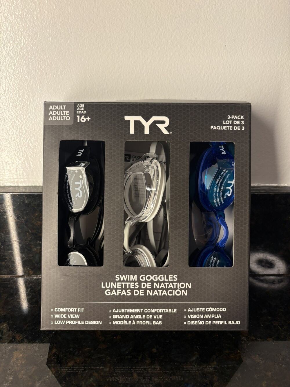 TYR Adult Swim Googles 3 Pack Silver/Blue/Black OB